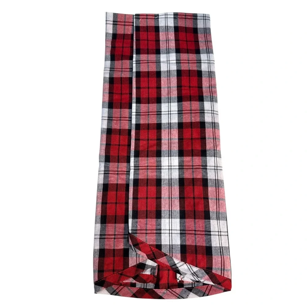 NEW Holiday Time 48 Inch Round‎ Christmas Tree Skirt Red & White Buffalo Plaid